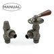 ABB-LEV-PW - Abbey Throttle Radiator Valve & Lockshield - Light Pewter (Angled Manual) ABB-LEV-PW - Abbey Throttle Radiator Valve & Lockshield - Light Pewter (Angled Manual)